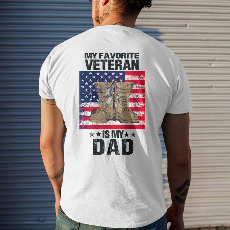 Dad Father's Day My Favorite Veteran Is My Father Proud Kids Mens Back Print T-shirt Gifts for Him