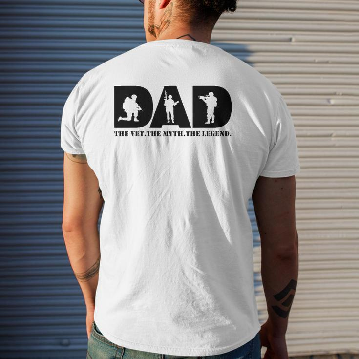 Dad The Vet The Myth The Legend Military Veteran Warrior Mens Back Print T-shirt Gifts for Him