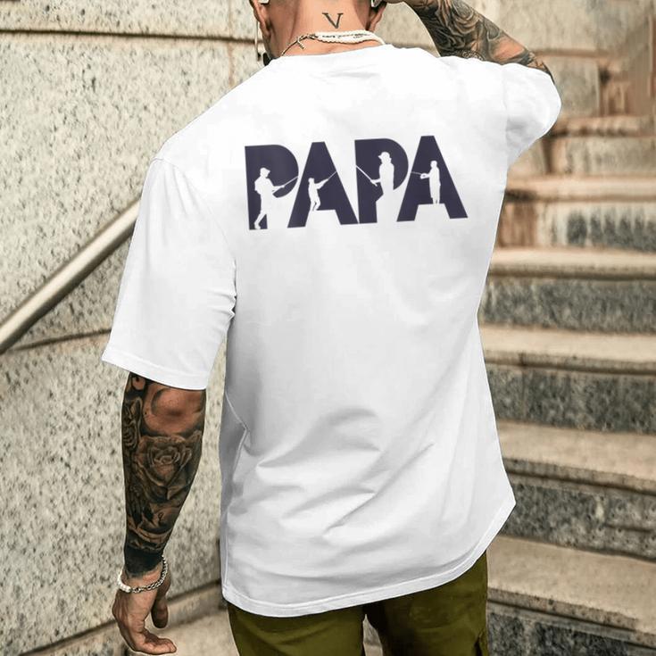 Damen Fisherman Papa Fisher Dad Angelnater Geschenk Mit-Ausschnitt T-Shirt mit Rückendruck Geschenke für Ihn