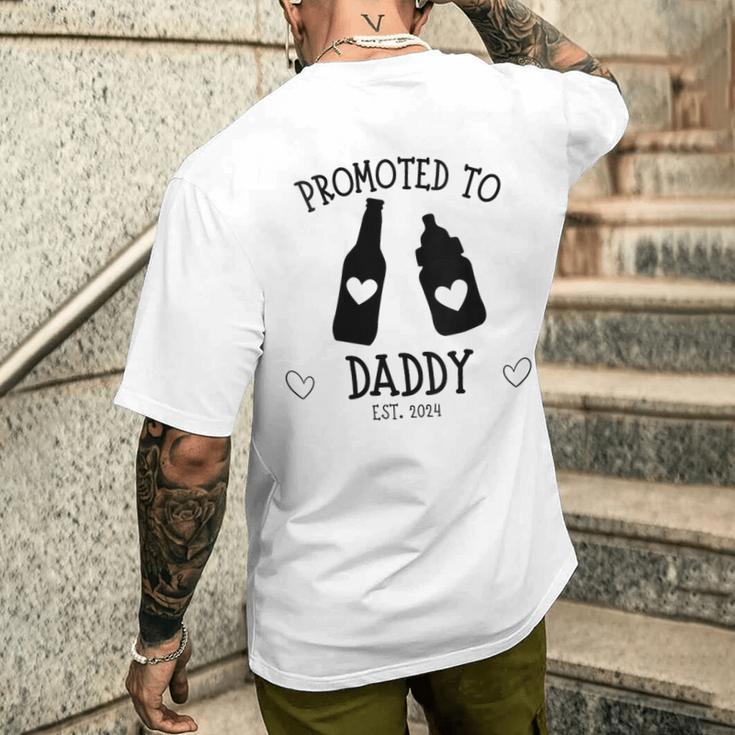 Damen Zum Papa Befördert 2024 Enthüllungon Neuemater Sohnater Wird Baby Mit-Ausschnitt T-Shirt mit Rückendruck Geschenke für Ihn