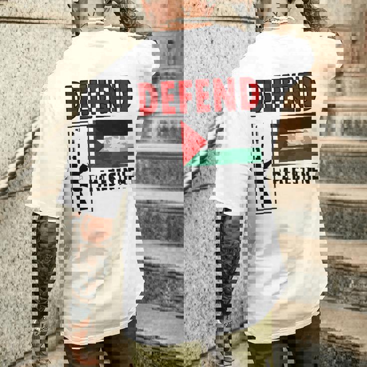 Defend Palestine Palestine Fighter Palestine Flag Gaza Camiseta Hombre Estampado Espalda Regalos para él
