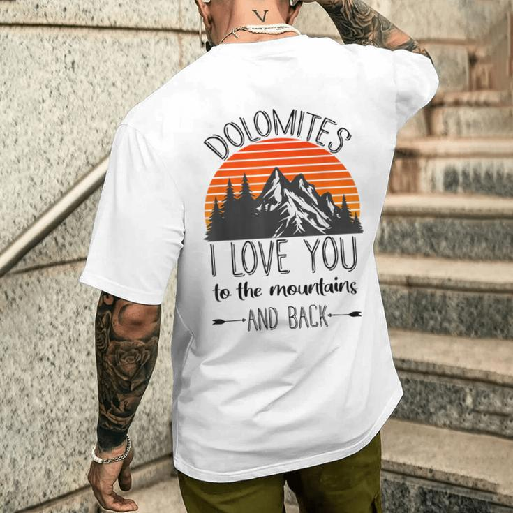 Dolomiten Berge Wanderer Alps Dolomiten T-Shirt mit Rückendruck Geschenke für Ihn