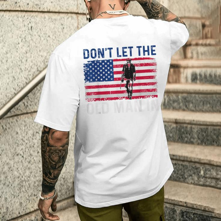 Don't Let The Old Man In Vintage American Flag Retro Men's T-shirt Back Print Gifts for Him