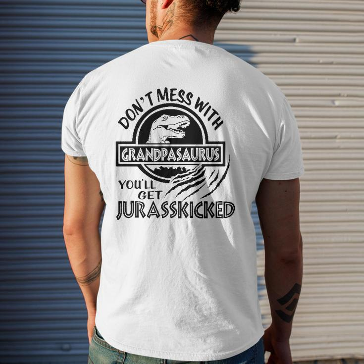 Don't Mess With Grandpasaurus Jurassicked Dinosaur Grandpa Mens Back Print T-shirt Gifts for Him