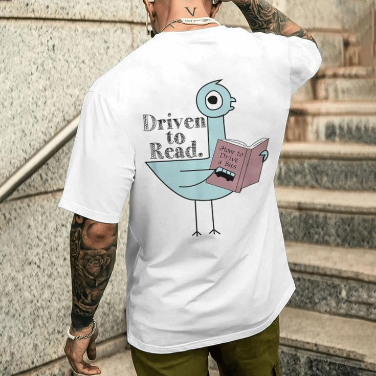 Driven To Read Pigeon Library Reading Books Readers Men's T-shirt Back Print Gifts for Him