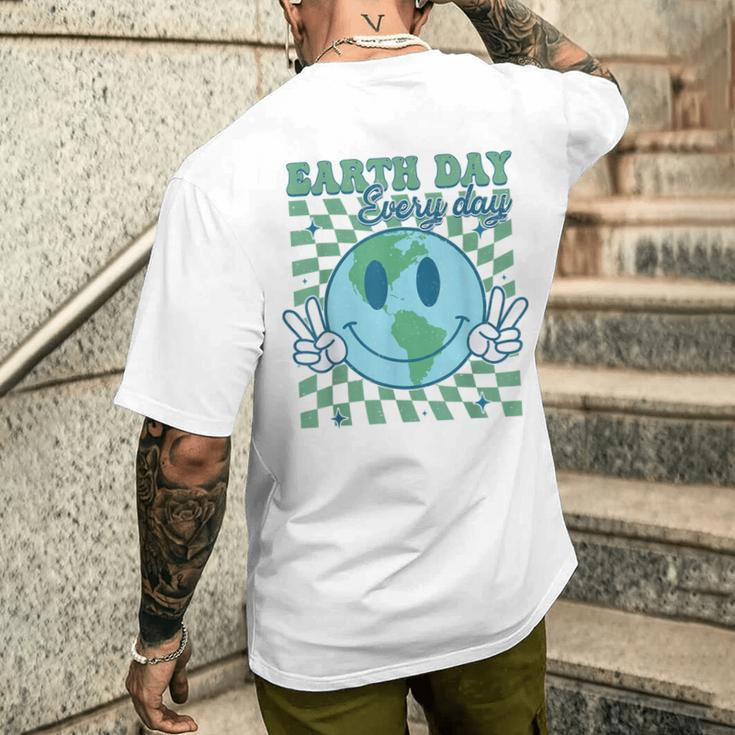 Earth Day Everyday Smile Face Hippie Planet Anniversary Men's T-shirt Back Print Gifts for Him