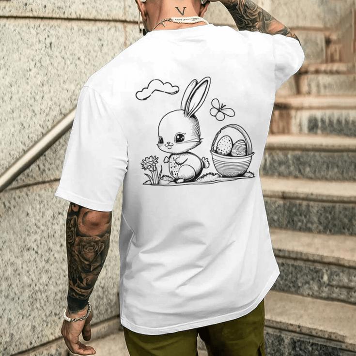 Easter Bunny Ausmalen Und Selbst Bemalen T-Shirt mit Rückendruck Geschenke für Ihn