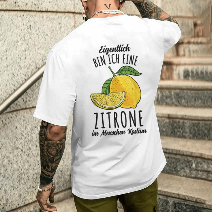 Eigentlich Bin Ich Eine Zitrone Kostüm T-Shirt mit Rückendruck Geschenke für Ihn