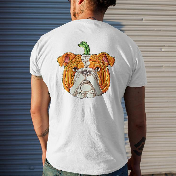 English Bulldog Pumpkin Mens Back Print T-shirt Gifts for Him