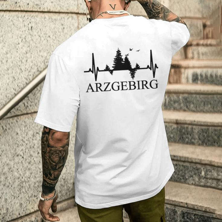 Erzgebirge Heartbeat Forest Motif Arzgebirg Für Erzgebirger T-Shirt mit Rückendruck Geschenke für Ihn