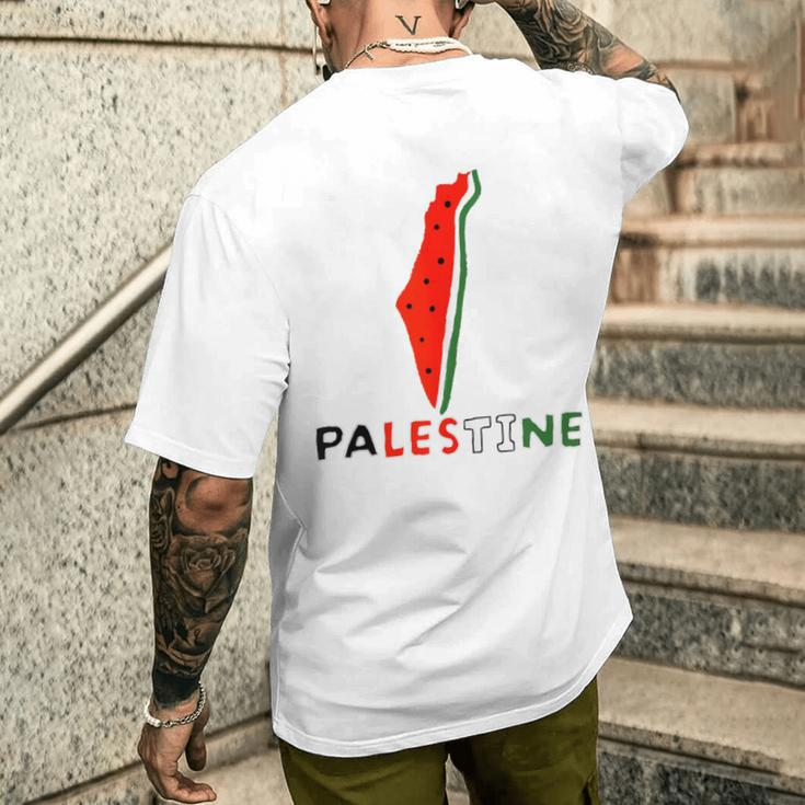 Falasn Palestine Watermelon Map Patriotic Graphic Men's T-shirt Back Print Gifts for Him