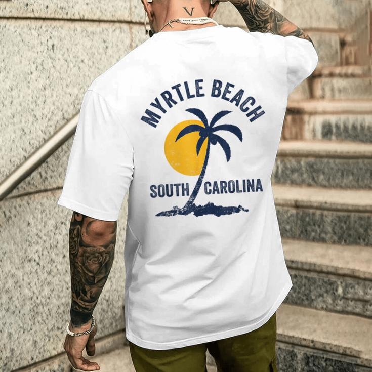 Family Vacation Retro Sunset South Carolina Myrtle Beach Men's T-shirt Back Print Gifts for Him