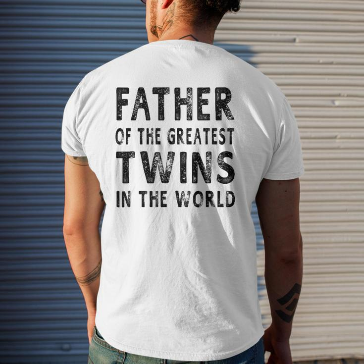 Father Of The Greatest Twins Daddy Men Mens Back Print T-shirt Gifts for Him
