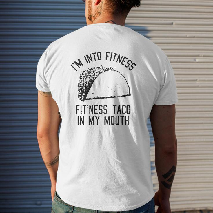 Fitness Taco Gym Cool Humor Mens Back Print T-shirt Gifts for Him