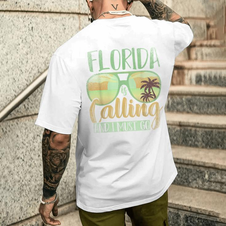 Florida Ruft Mich Und Ich Muss Gehen Florida White T-Shirt mit Rückendruck Geschenke für Ihn