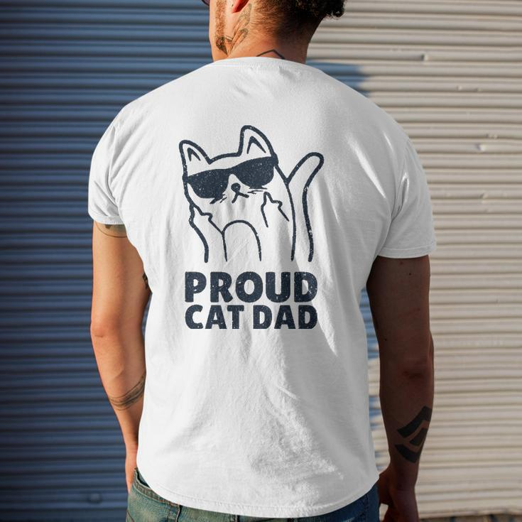 Retro Proud Cat Dad Showing The Finger For Cat Lovers Mens Back Print T-shirt Gifts for Him