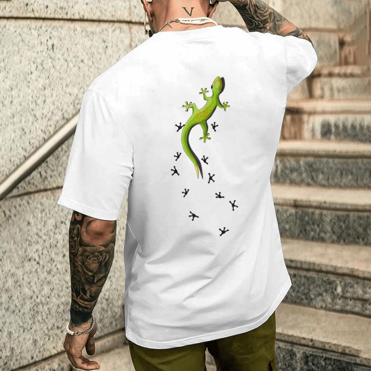 Für Echsen & Reptilien Fans Kletternder Salamander Gecko T-Shirt mit Rückendruck Geschenke für Ihn