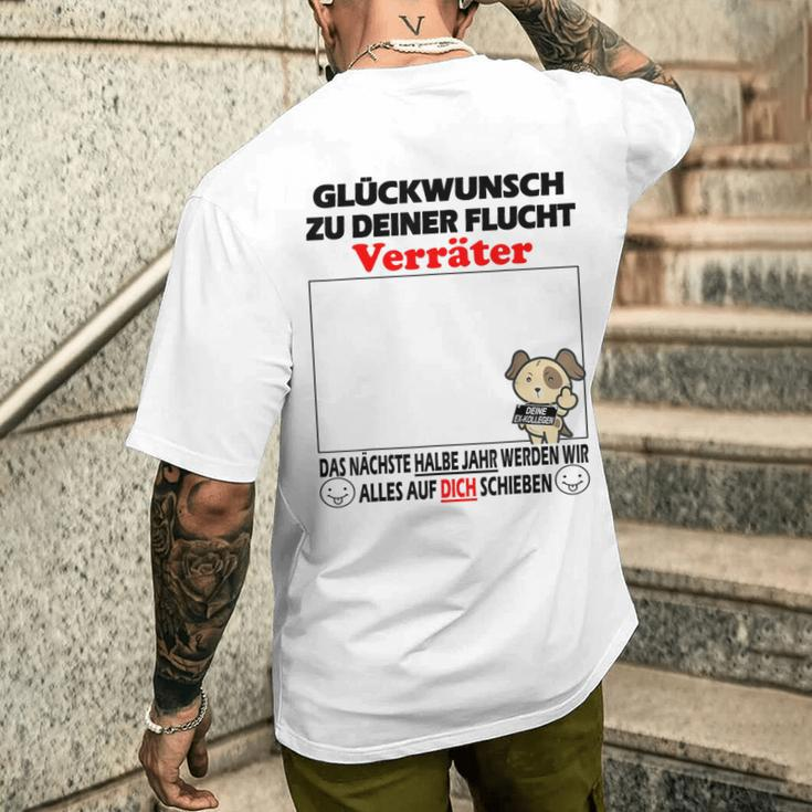 Glückwunsch Zum Flucht Zum Farewell Jobwechsel T-Shirt mit Rückendruck Geschenke für Ihn