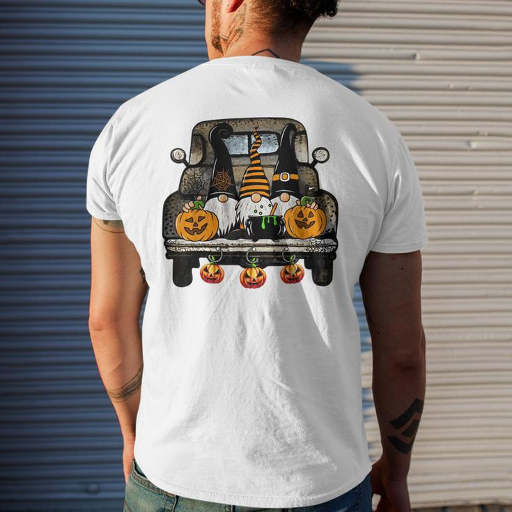 Gnomes Truck Scary Pumpkins Autumn Halloween Costume Mens Back Print T-shirt Gifts for Him
