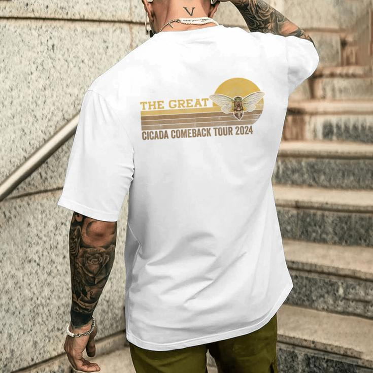 The Great Cicada Comeback Tour 2024 Insect Invasion Retro Men's T-shirt Back Print Gifts for Him