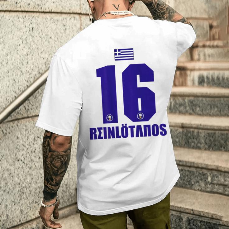 Greece Sauf Jersey Reinolötanos Saufamen S T-Shirt mit Rückendruck Geschenke für Ihn