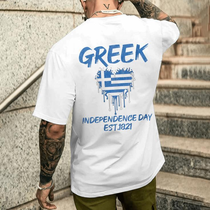 Greek Independence Day National Pride Roots Country Flag Men's T-shirt Back Print Gifts for Him