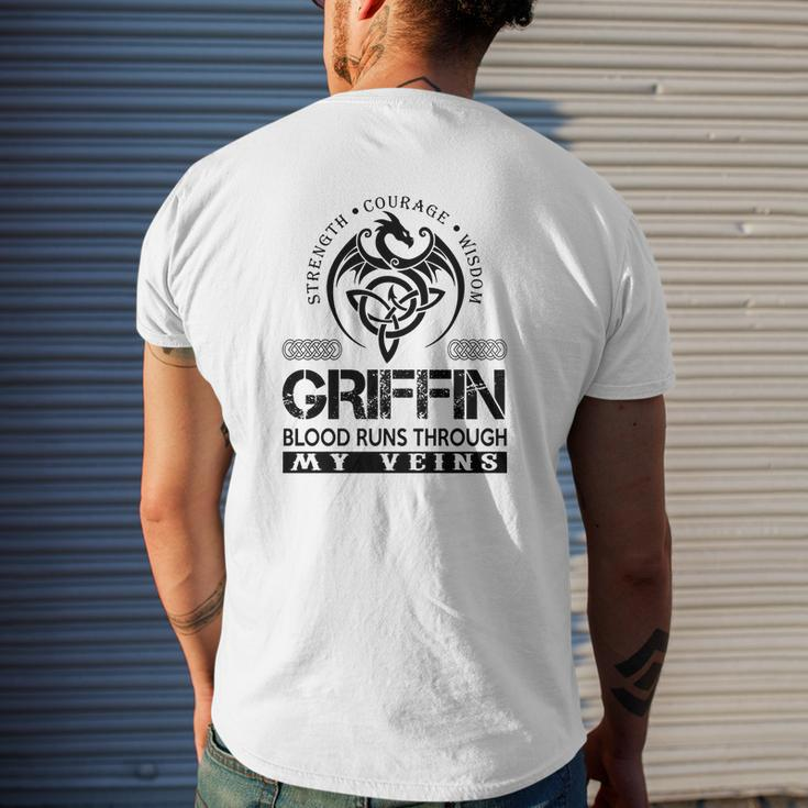 Griffin Shirts Griffin Blood Runs Through My Veins Name Shirts Mens Back Print T-shirt Gifts for Him