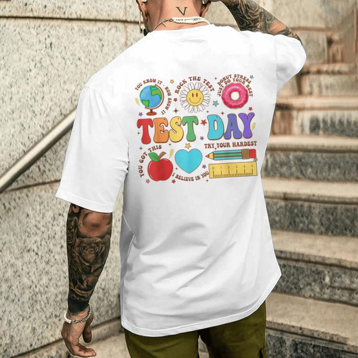 Groovy Testing Day Motivational Quotes Students Teachers Men's T-shirt Back Print Gifts for Him