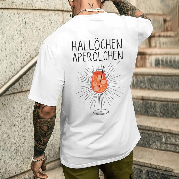 Hallöchen Aperölchen Spritz Carnival Party White T-Shirt mit Rückendruck Geschenke für Ihn