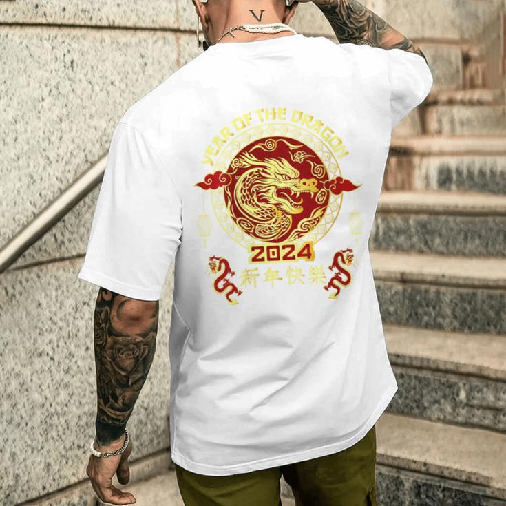 Happy Chinese New Year 2024 Year Of The Dragon 2024 Vintage Men's T-shirt Back Print Gifts for Him