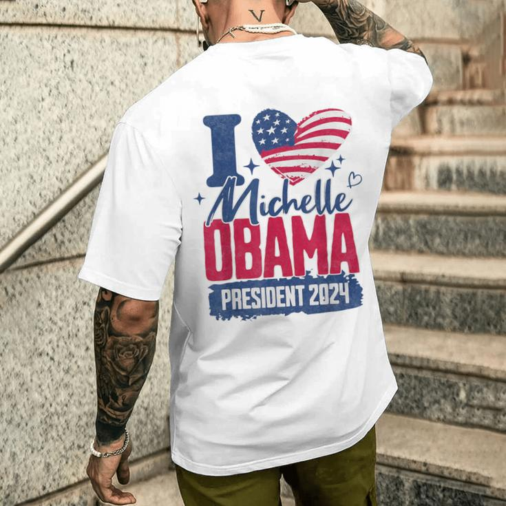 I Heart Michelle Obama 2024 For President Retro Election Men's T-shirt Back Print Gifts for Him
