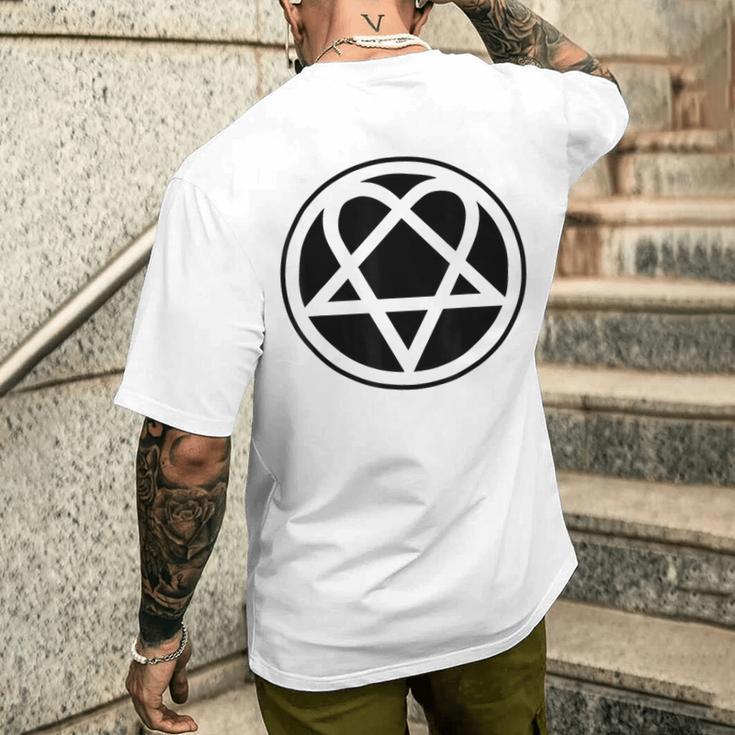 Heartagram Pentagram T-Shirt mit Rückendruck Geschenke für Ihn