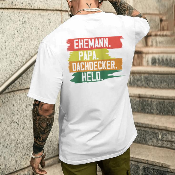 Herren Dachdecker Papa Ehemann Held Dachdeckeratertagater Raglan T-Shirt mit Rückendruck Geschenke für Ihn