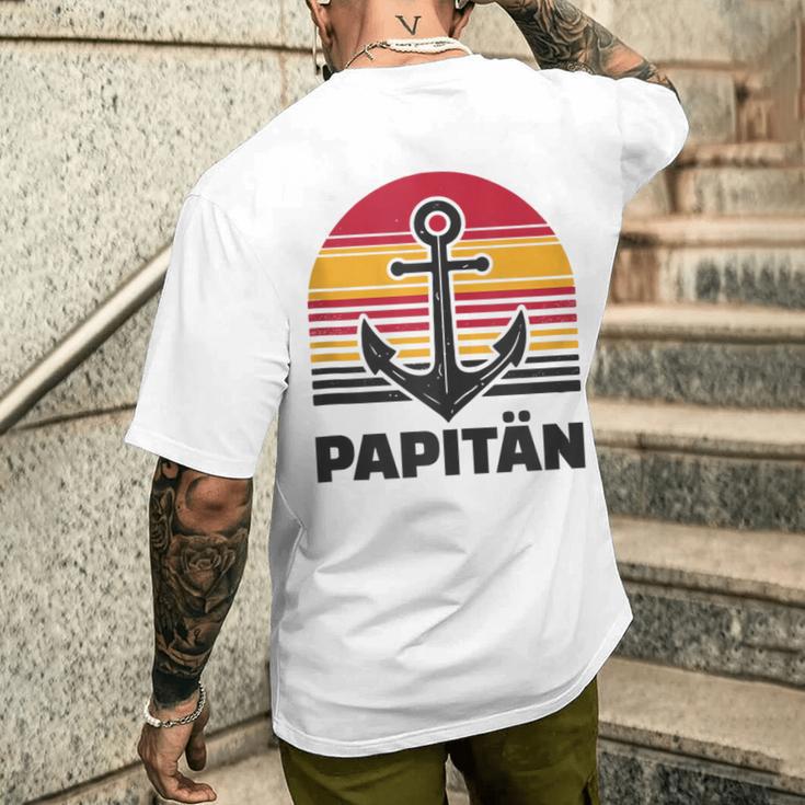 Herren Papitänatertag Bester Papa Anker Norden Kapitän T-Shirt mit Rückendruck Geschenke für Ihn