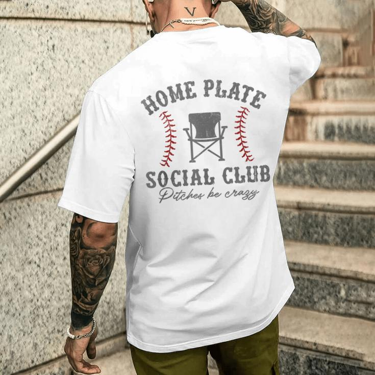Home Plate Social Club Pitches Be Crazy Baseball Men's T-shirt Back Print Gifts for Him