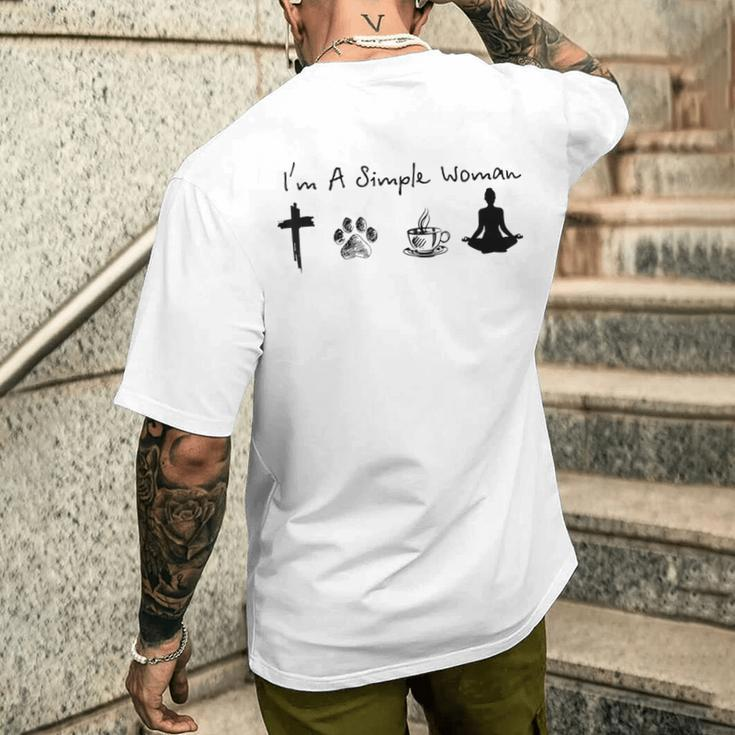 Ich Bin Eine Einfache Frau Jesus Hund Kaffee Yoga T-Shirt mit Rückendruck Geschenke für Ihn
