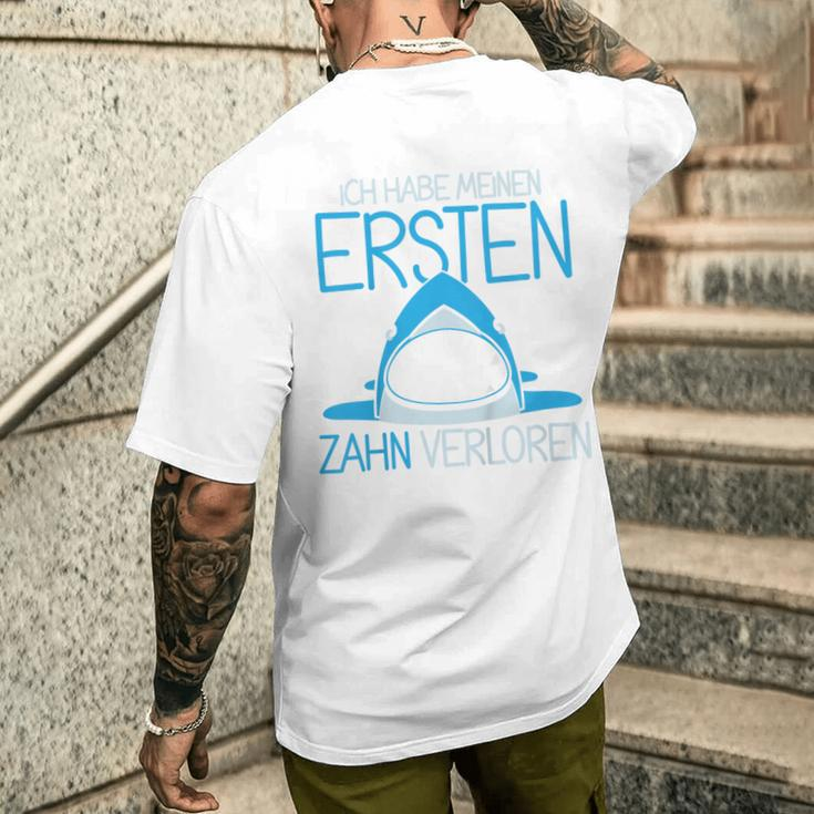 Ich Habe Meinen Ersten Zahn Verloren German Blue T-Shirt mit Rückendruck Geschenke für Ihn