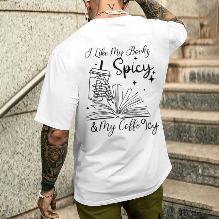 Ich Mag Meine Bücher Scharf Und Meinen Kaffee Eisig Gray T-Shirt mit Rückendruck Geschenke für Ihn