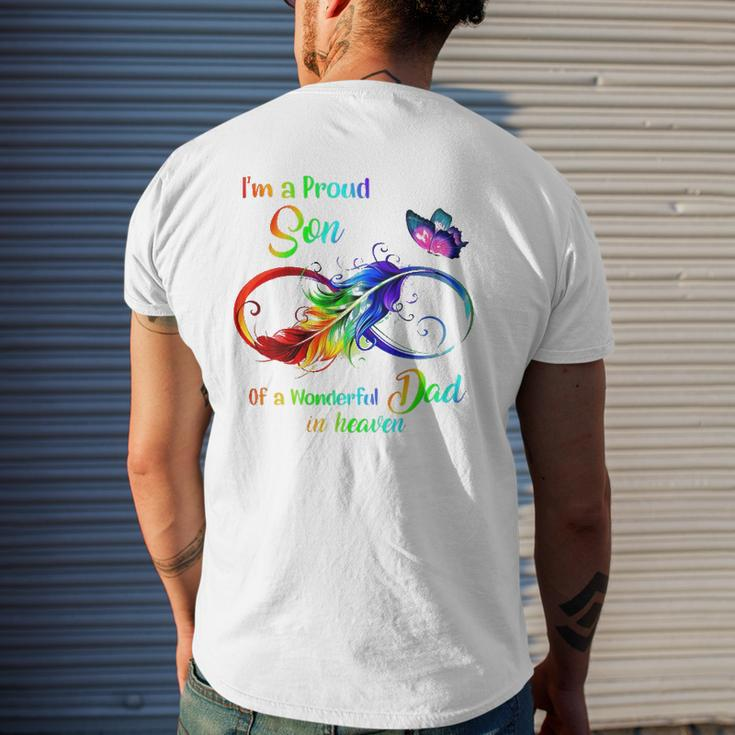 I'm A Proud Son Of A Wonderful Dad In Heaven 95 Father's Day Mens Back Print T-shirt Gifts for Him