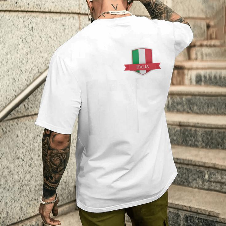 Italienische Flagge Buchstabe I UndItalien Italia T-Shirt mit Rückendruck Geschenke für Ihn