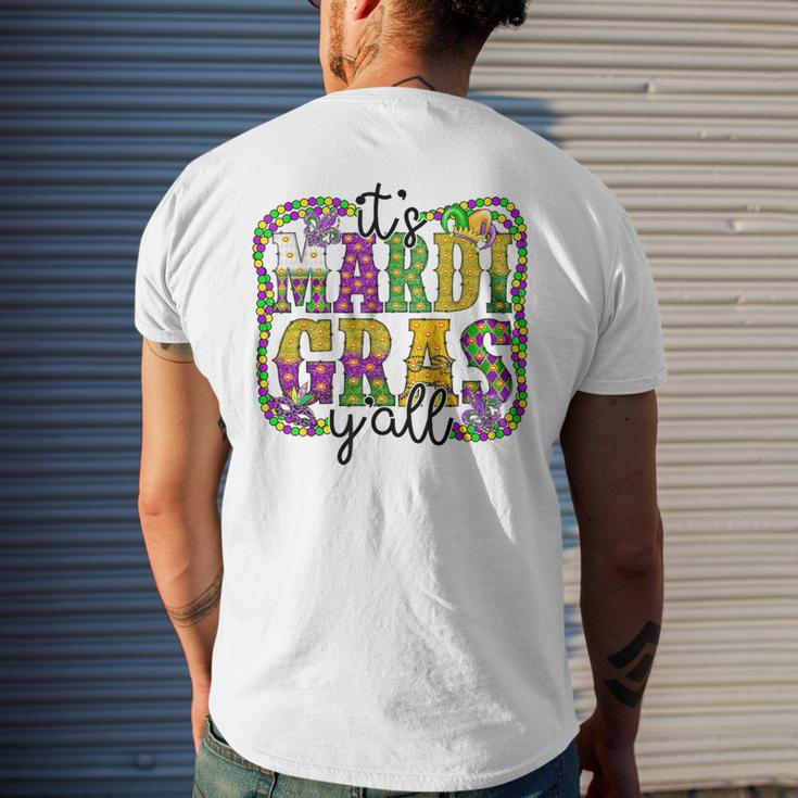 It's Mardi Gras Y'all Parade Festival Beads Mask Feathers Men's T-shirt Back Print Gifts for Him