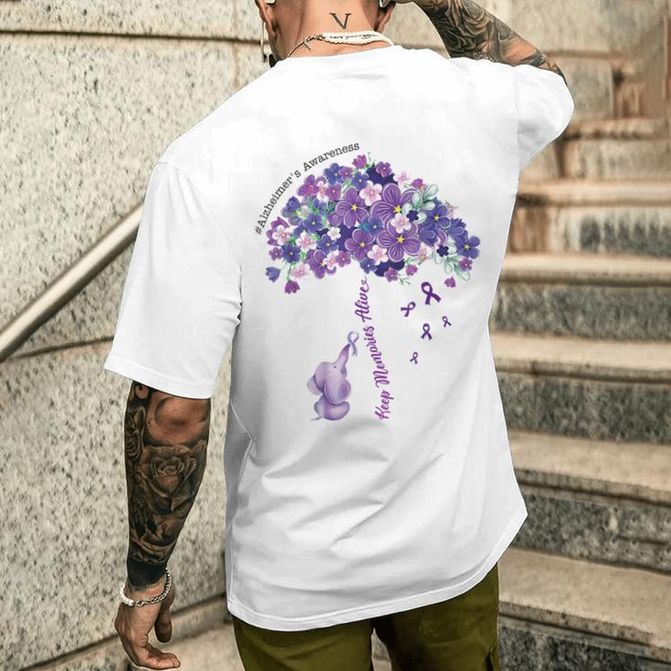 Keep Memories Alive Purple Elephant Alzheimer's Awareness Men's T-shirt Back Print Gifts for Him