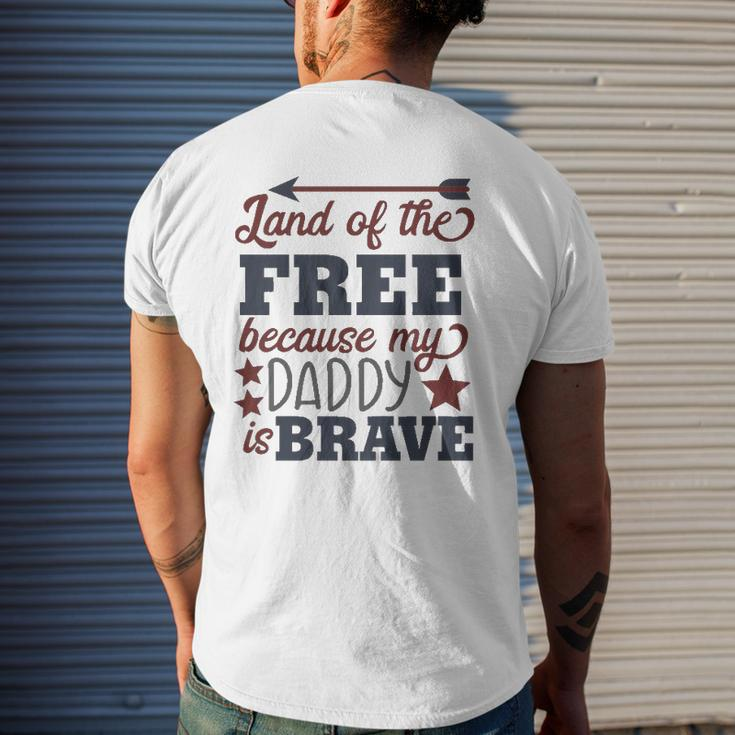 Kids Land Of The Free Because My Daddy Is Brave Mens Back Print T-shirt Gifts for Him