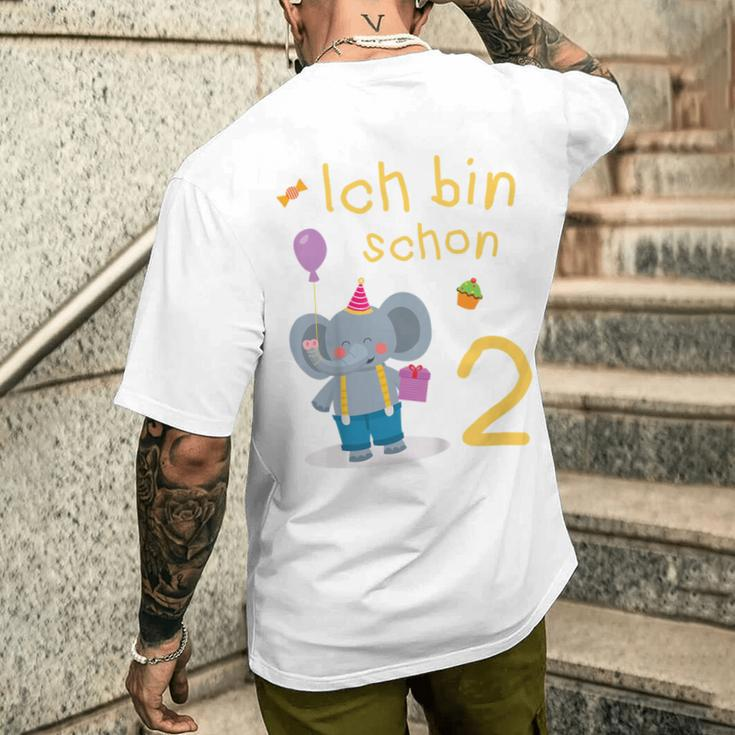Kinder Ich Bin 2 Jahre Alt Elefant 2Nd Birthday T-Shirt mit Rückendruck Geschenke für Ihn