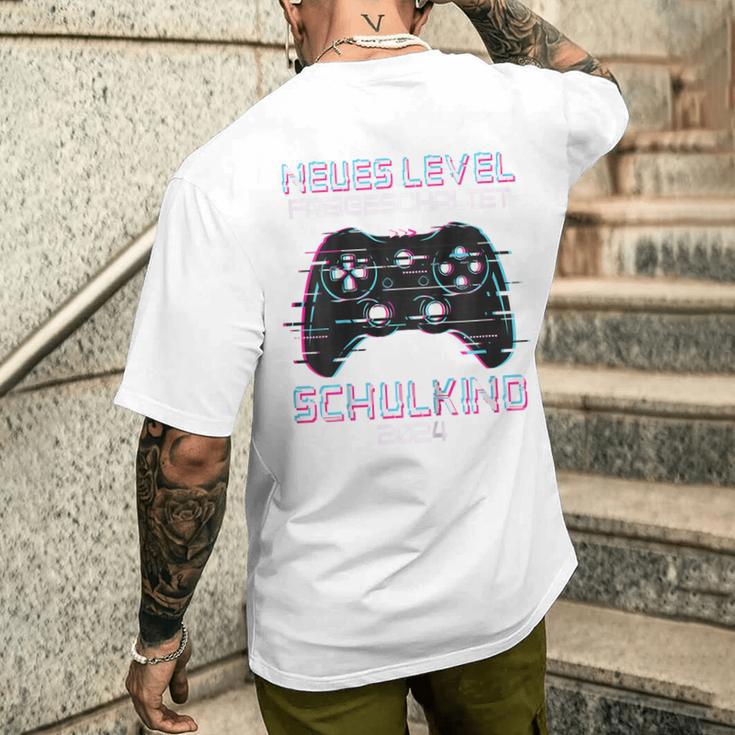 Kinder Neues Level Preigeschaltet Schulkind 2024 Einschulung Gaming T-Shirt mit Rückendruck Geschenke für Ihn