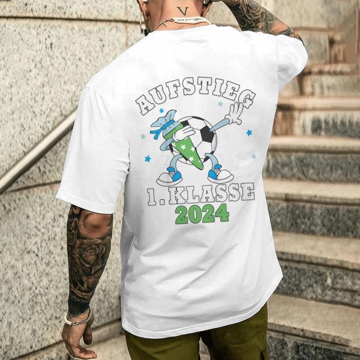 Kinder Schulkind 2024 Einschulung Erste Klasse Fußball Jungen T-Shirt mit Rückendruck Geschenke für Ihn