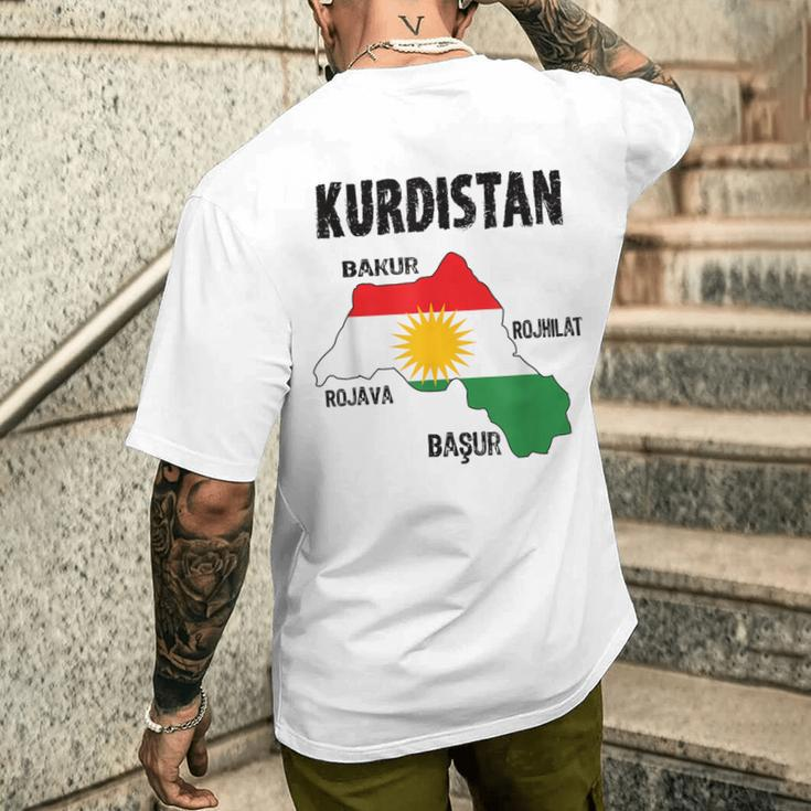 Kurden Kurdistan Newroz Kurdi Flag Her Biji Kurdistan T-Shirt mit Rückendruck Geschenke für Ihn