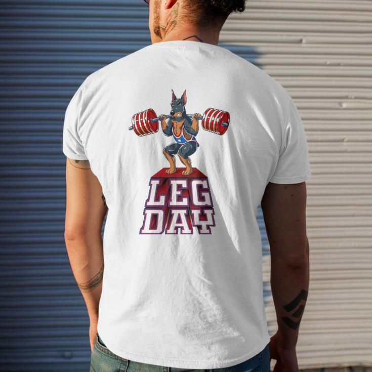 Leg Day Doberman Weight Lifting Squat Gym Mens Back Print T-shirt Gifts for Him