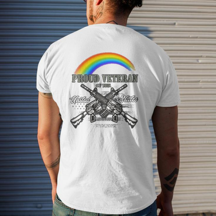 Lgbtq July 4Th American Flag Rainbow Proud Veteran Mens Back Print T-shirt Gifts for Him