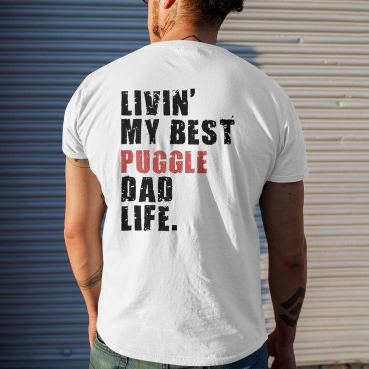 Livin' My Best Puggle Dad Life Adc098e Mens Back Print T-shirt Gifts for Him